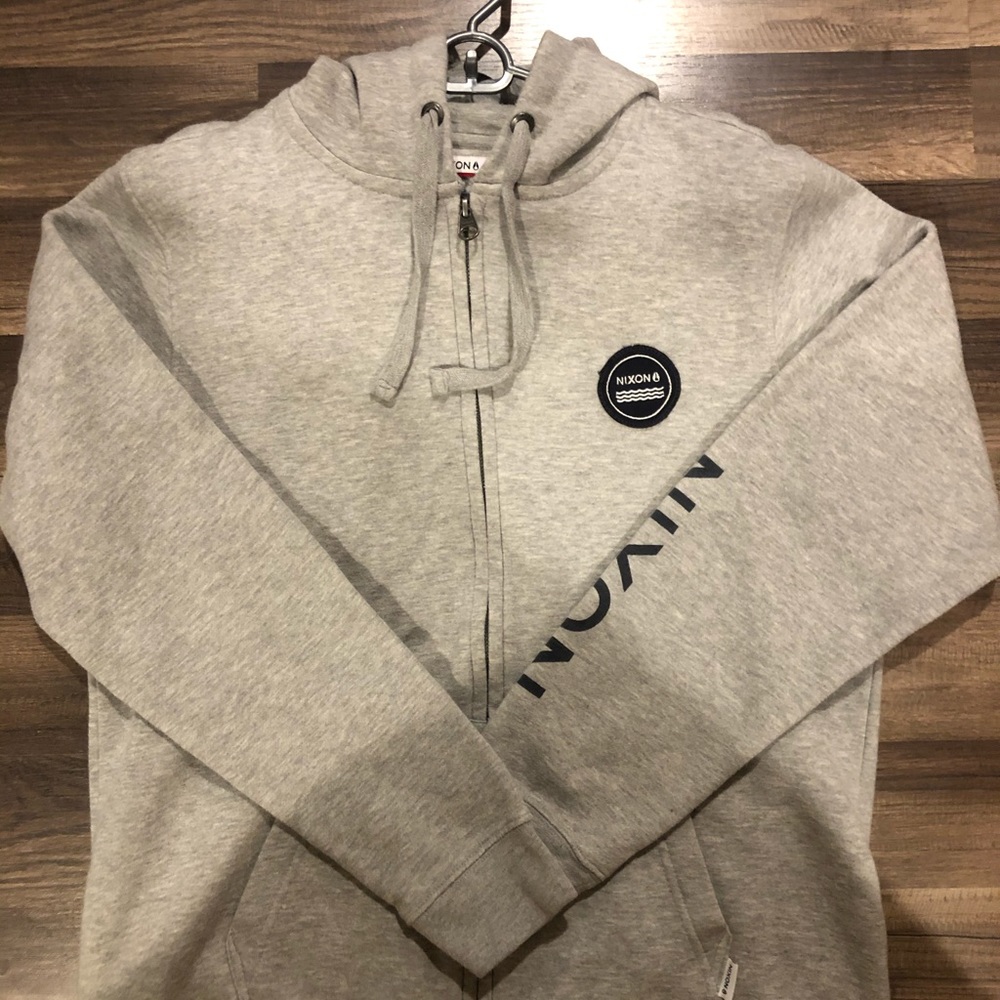 Nixon hoodie, zip-up w/ logo, grey